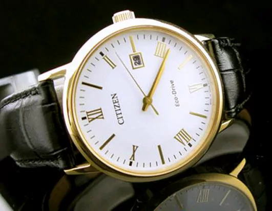 Đồng hồ Citizen nam BM6772-05A dây đeo da vỏ mạ vàng cao cấp.
