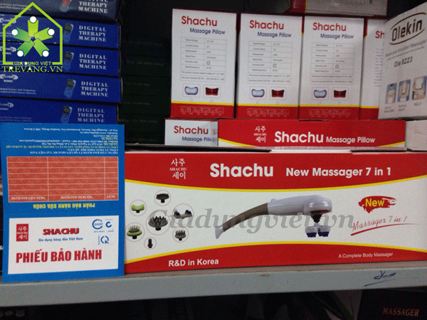 Máy massage cầm tay 7 đầu Shachu trọn bộ
