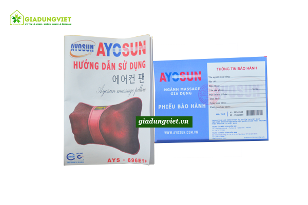 Gối massage hồng ngoại AYOSUN AYS-696E+ thẻ bảo hành