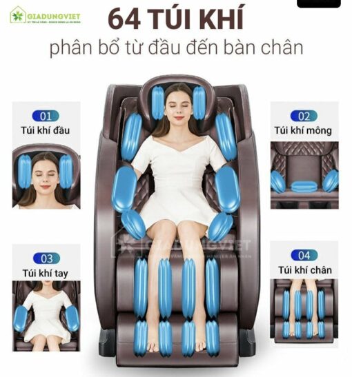 ghế massage Nhật Bản Saporoo 68 túi khí toàn thân