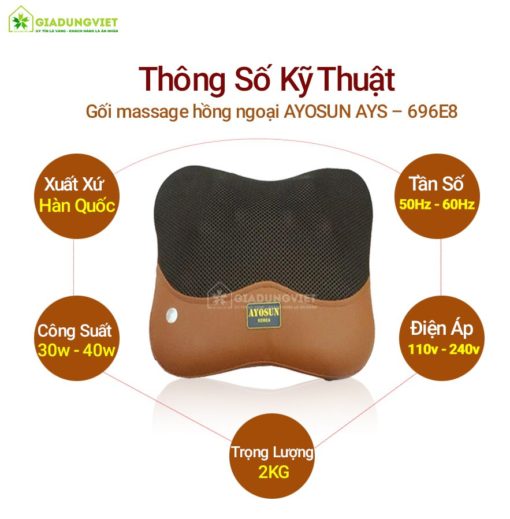 Gối massage hồng ngoại AYOSUN AYS – 696E8 chính hãng